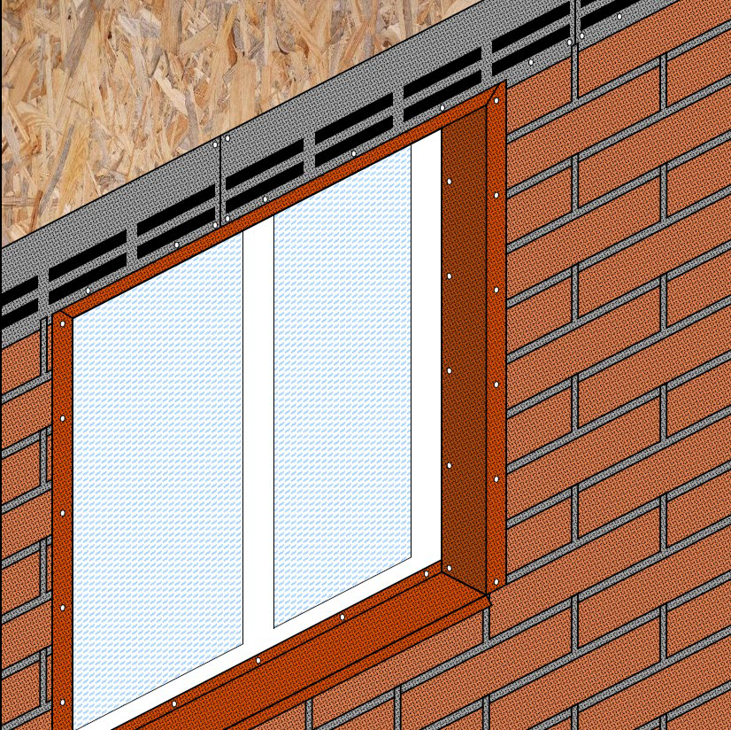 Монтаж фасадной плитки над оконным проёмом klinker